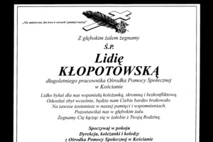 Nekrolog Lidia Kłopotowska
